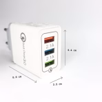 Incarcator priza, USB multiplu, 3 porturi 2.1A, incarcare rapida, Quick Charge 3.0, alb - imagine 2