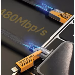 Cablu de date 4in1 Awei CL-226, 65W, USB-C / Lightning / MicroUSB / USB, 120cm, Nylon, Fast Charge, Multicolor - imagine 3